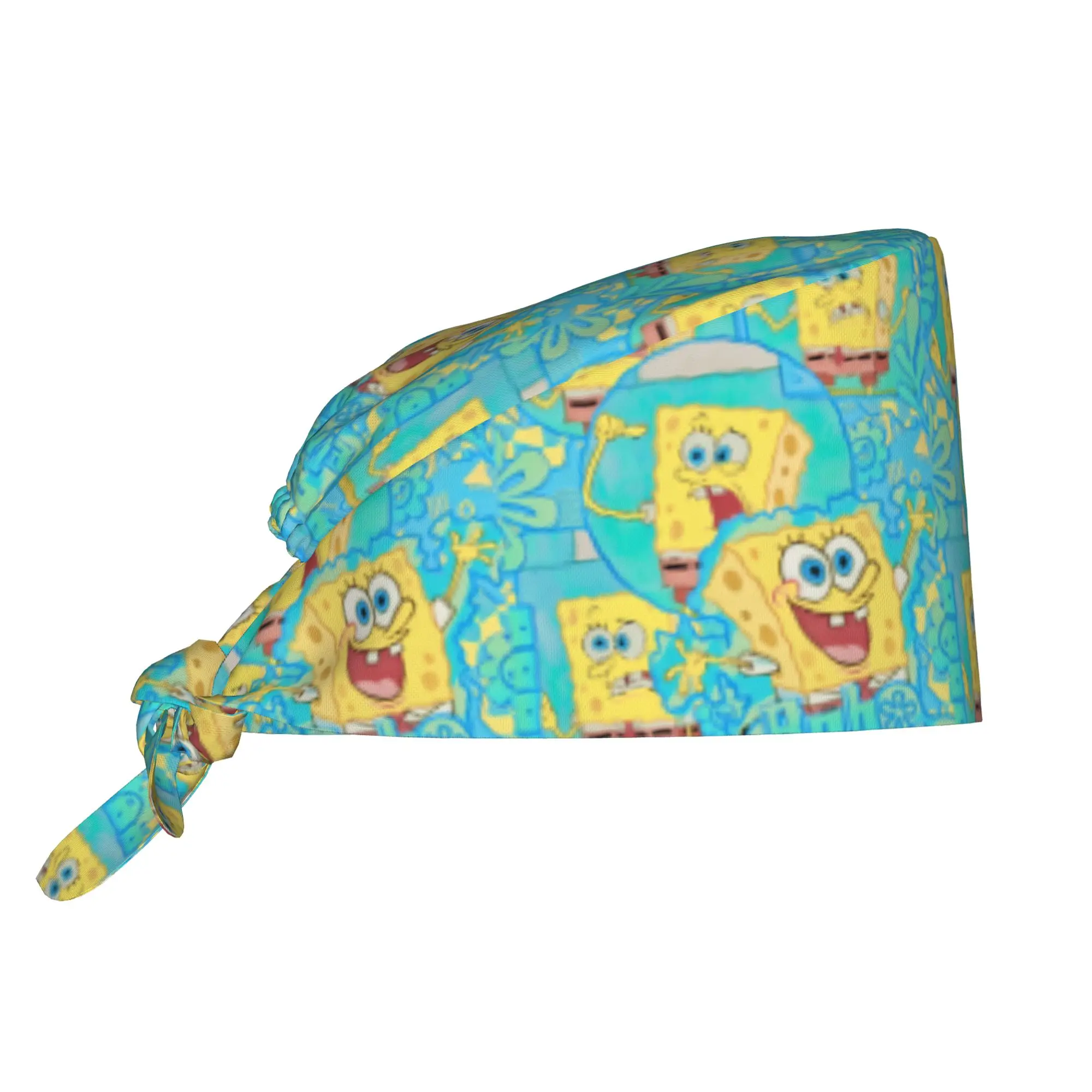 Custom Adjustable S-Sponges Anime Bobes Working Hat Women Men Cartoon Scrub Caps Scrub Nursing Doctor Surgeon Cap for Chef