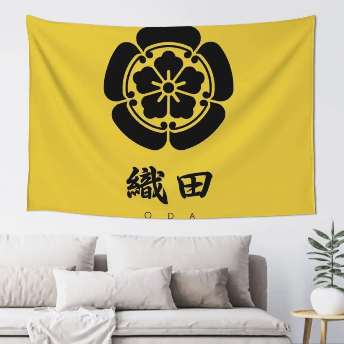 Oda Clan kamon with Clan Name Tapestry Art Mural Decorations For Room Tapestry