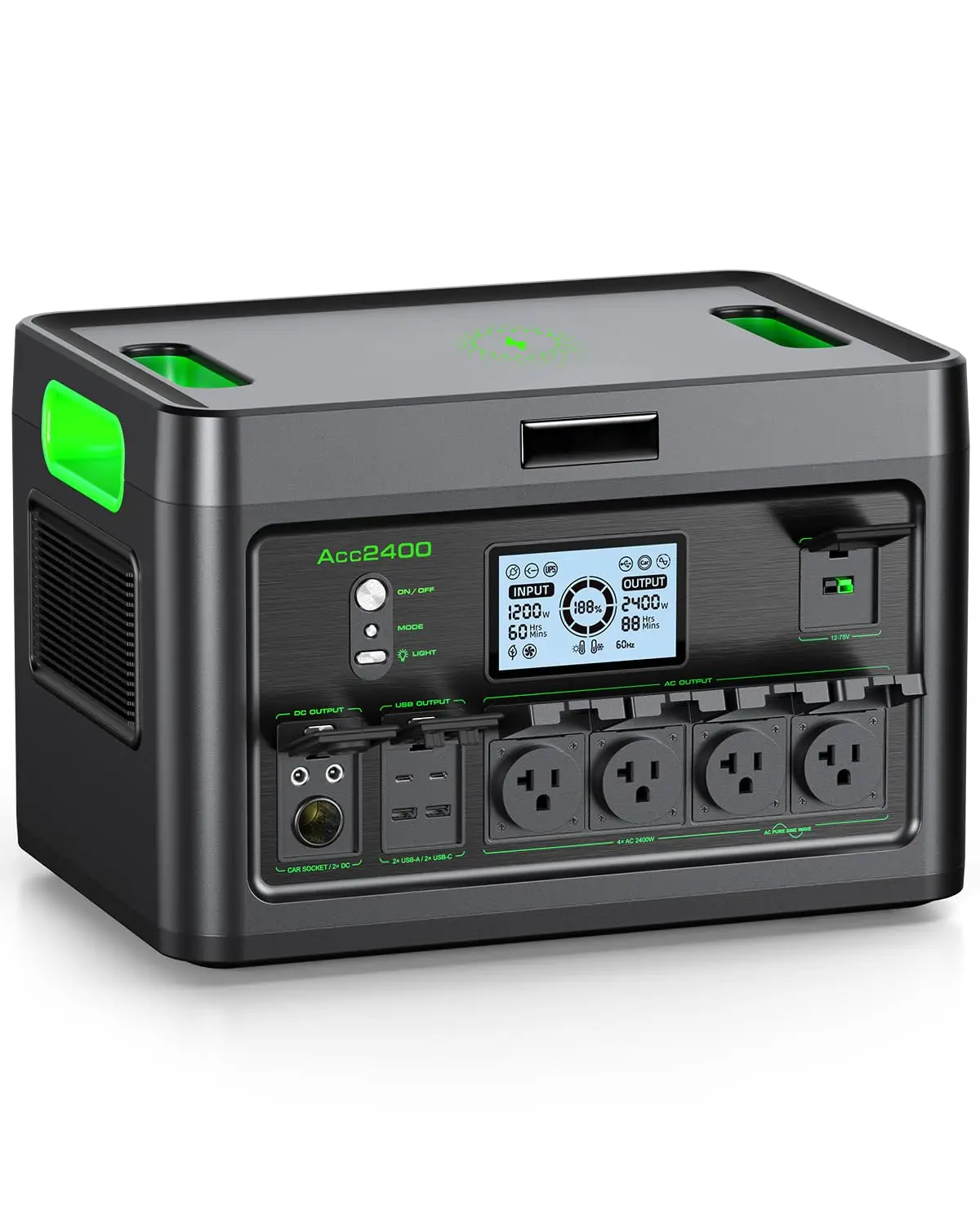 2400W Portable Power Station 1843.2Wh Solar Generator for Home Use | with 4 AC Outlets, Fast Charging,Emergency Power
