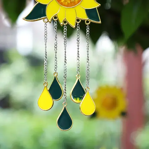 1 पीस जिंक मिश्र धातु विंड चाइम सूरजमुखी गार्डन हैंगिंग सजावट बालकनी बेडरूम आउटडोर उपहार ध्वनि आभूषण जिंक मिश्र धातु विंड चाइम 10 best sales पवन झंकार - №1