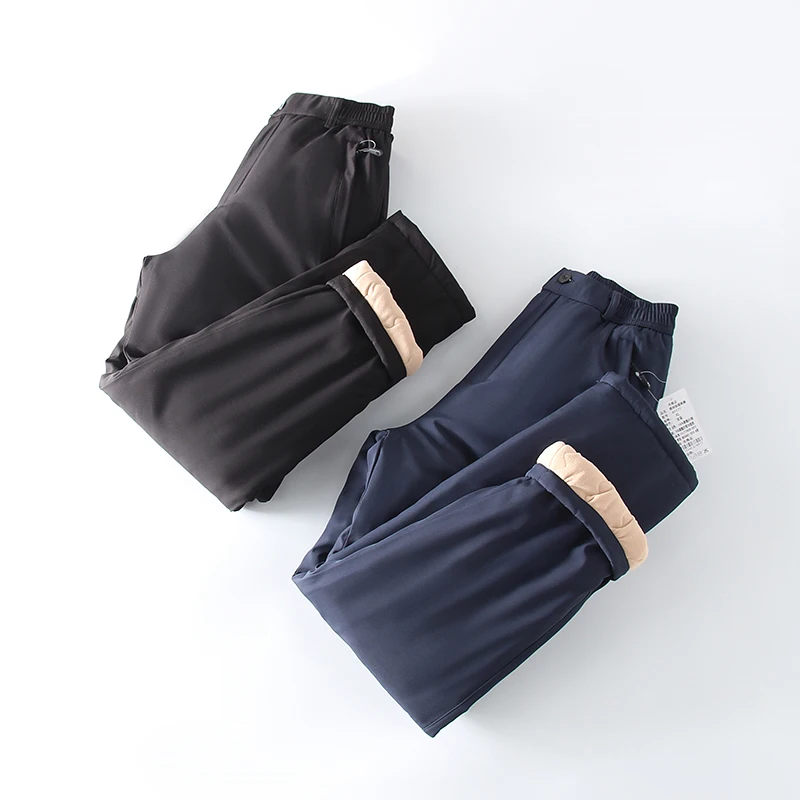 

Утепленные зимние хлопковые брюки на флисовой подкладке для мужчин: свободные, прямые, не объемные, теплые, модные, повседневные, длинные штаны