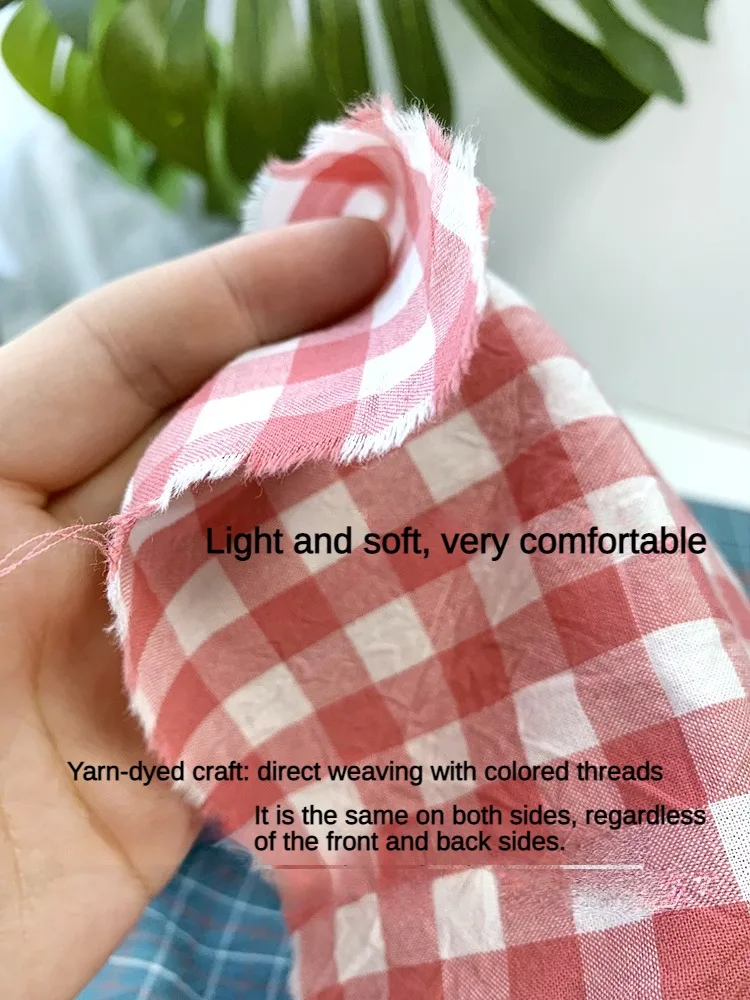 Washed Cotton Plaid Fabric By The Meter for Sewing Bed Sheet Clothing Pillowcases Tablecloth Cloth Soft Breathable Black Green
