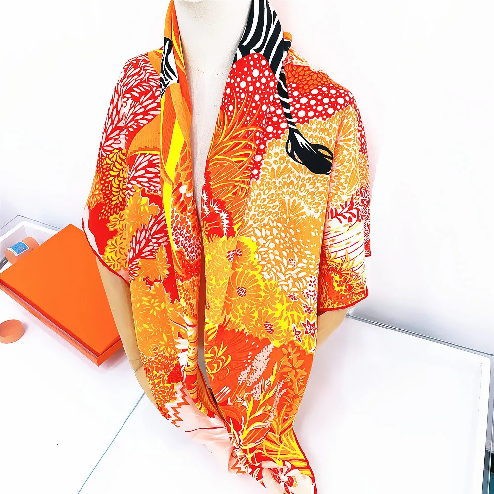 

Женский шарф из искусственного шелка и шерсти 130x130 см, мягкий гладкий квадратный элитный подарок для офиса, вечеринки, путешествий, повседневного использования