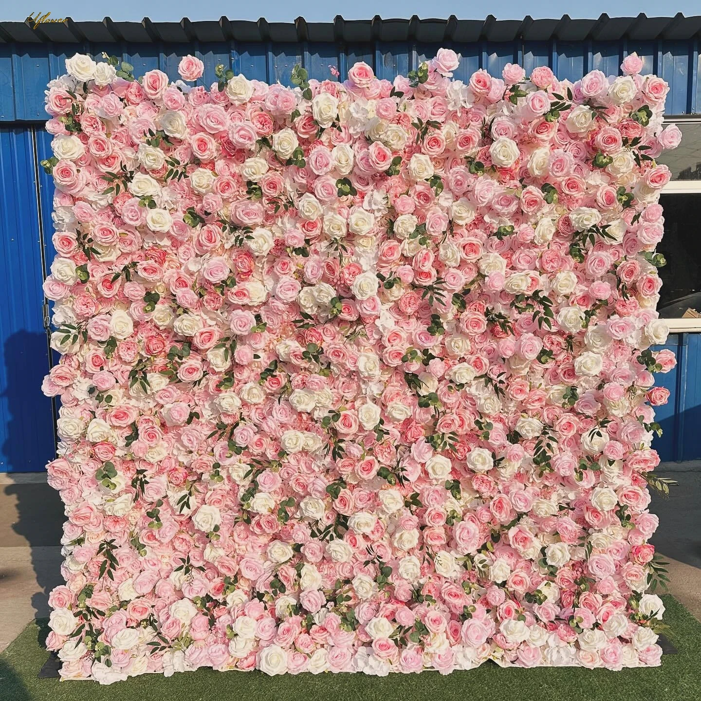 Uflower Wedding Pink White Rose 5D Artificial Flower Wall Flower Arch Row Backdrop Event Party Props Flower Floral Arrangement