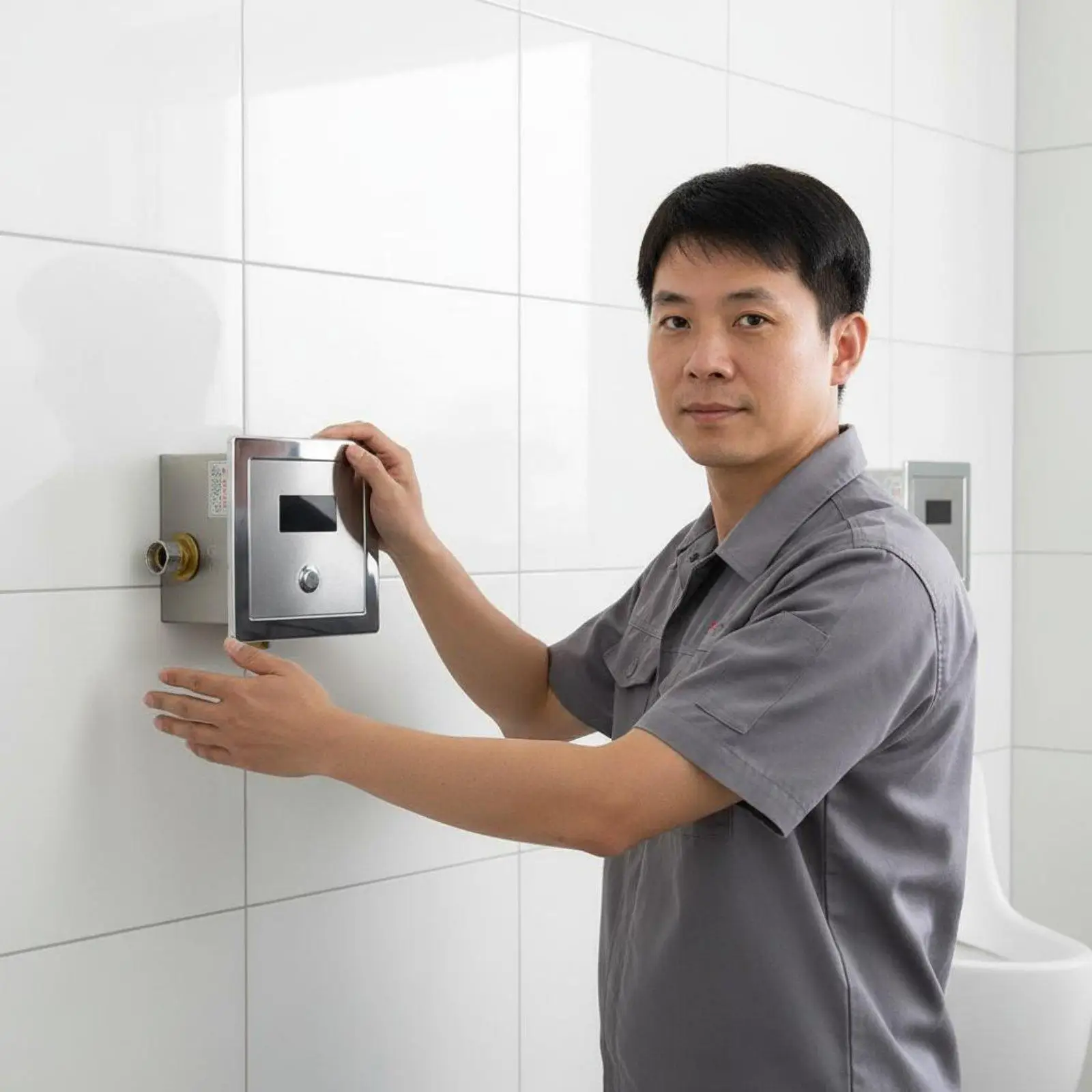 Automatic Flush Valve Stainless Steel Urinal Sensor Touchless Infrared Wall Mounted Water Saving Smart Toilet Accessory Durable