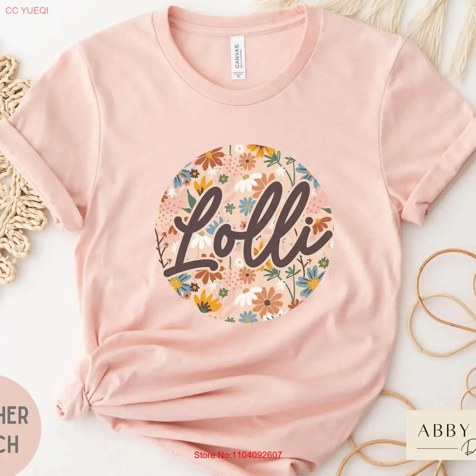 Lolli T Shirt Floral for Grandma Name with Flowers vintage Washed streetwear Slightly Unisex Soft Breathable designer clothes