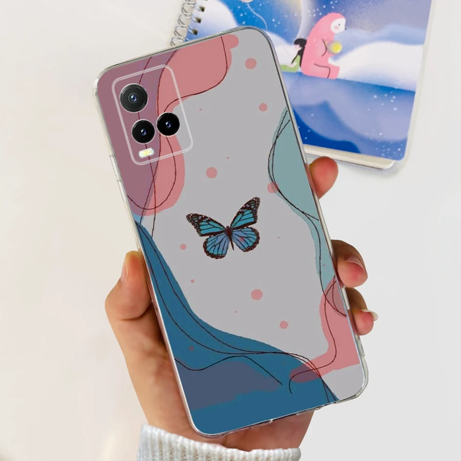 Voor Vivo Y 33S V2109 Case Nieuwe Stijlvolle Bloem Marmer Transparante Siliconen Zachte Achterkant Voor Vivo Y 21S Y 21T Y21a Y 21G Y 33T Fundas