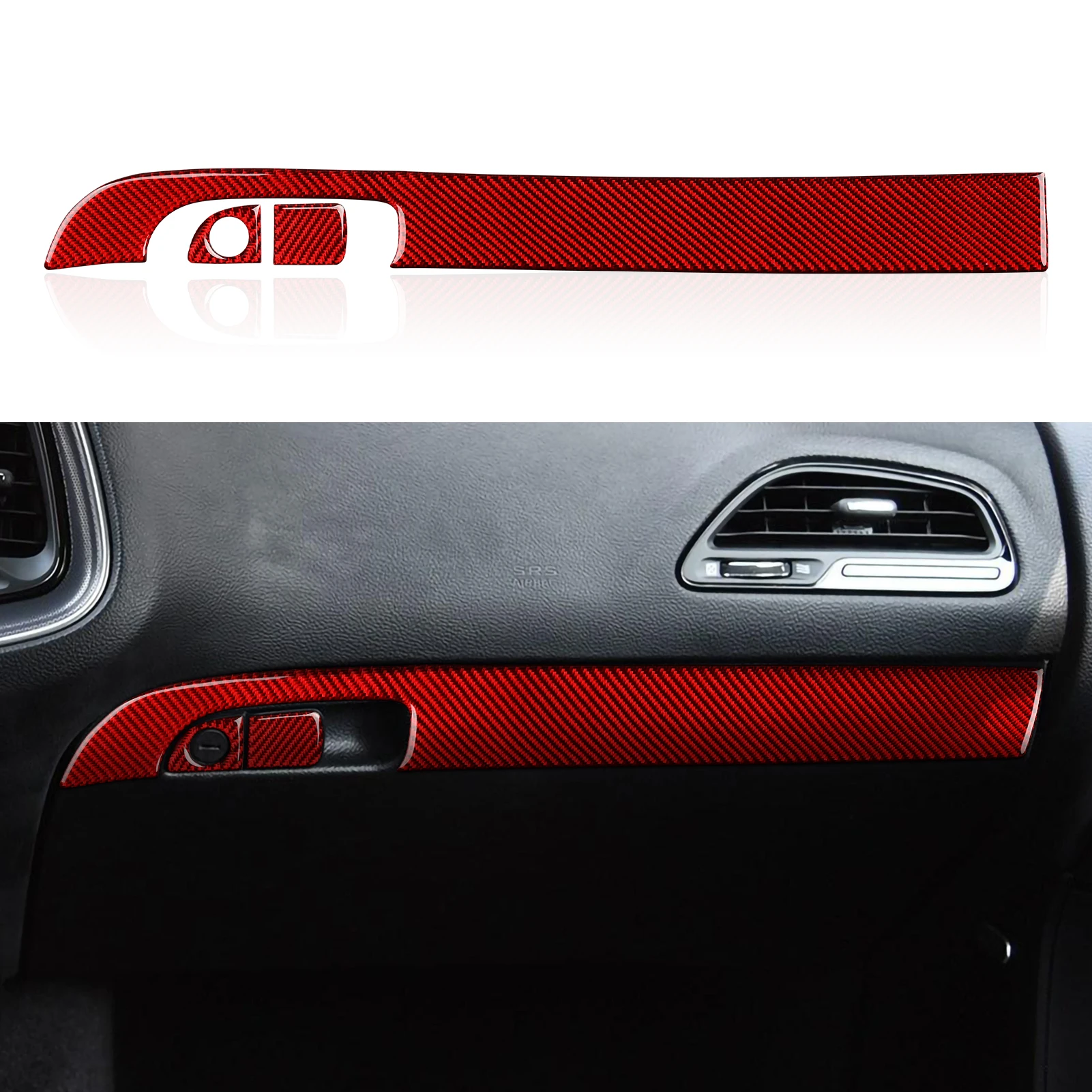 

For Dodge Challenger 2021-2015 Accessories Car Co-pilot Passenger Side Storage Glove Box Decals Carbon Fiber Trim Stickers