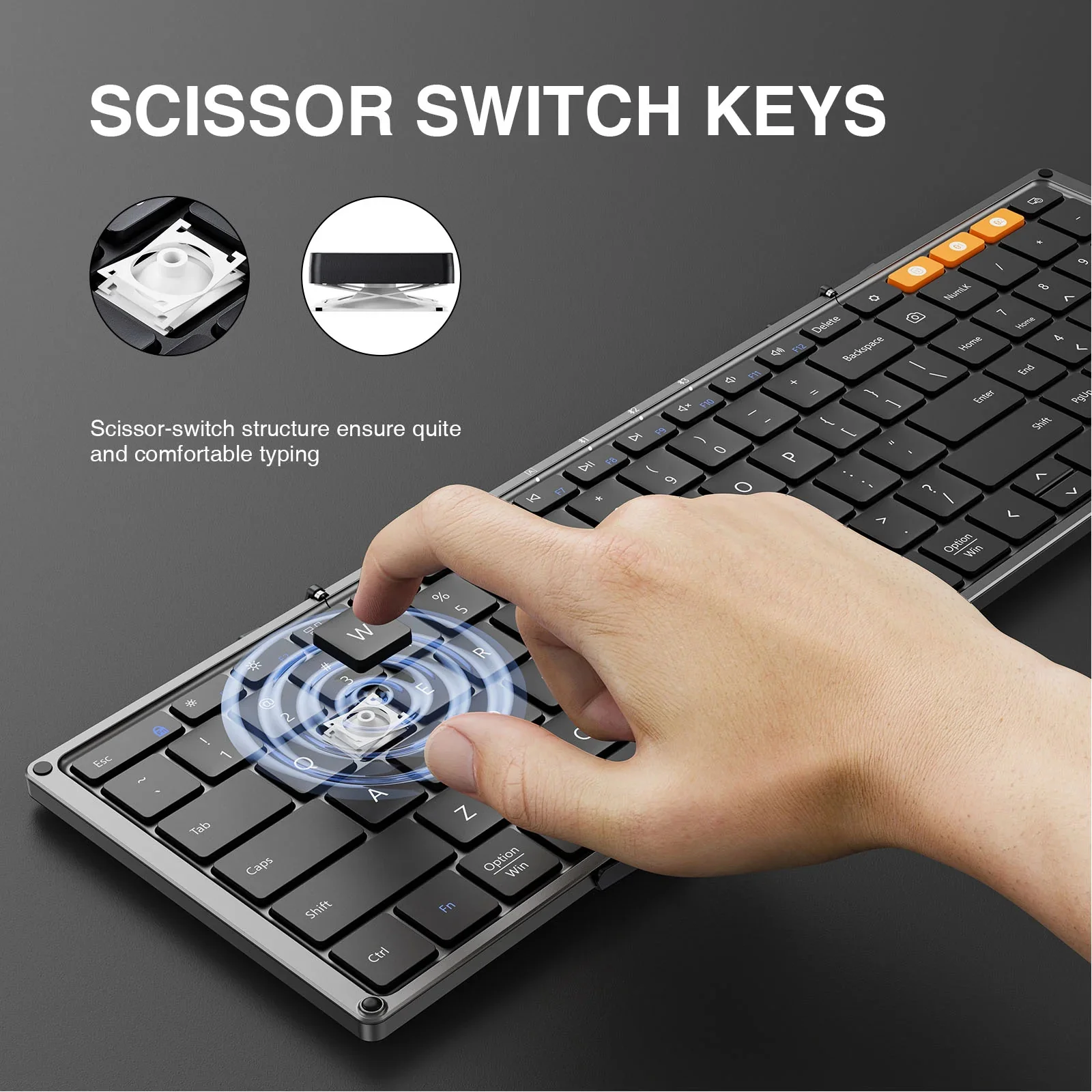 Imagem -05 - Tri-fold Combo de Teclado e Mouse sem Fio Bluetooth 2.4g Tamanho Completo 105 Teclas Teclados Dobráveis Protoarc-xkm01