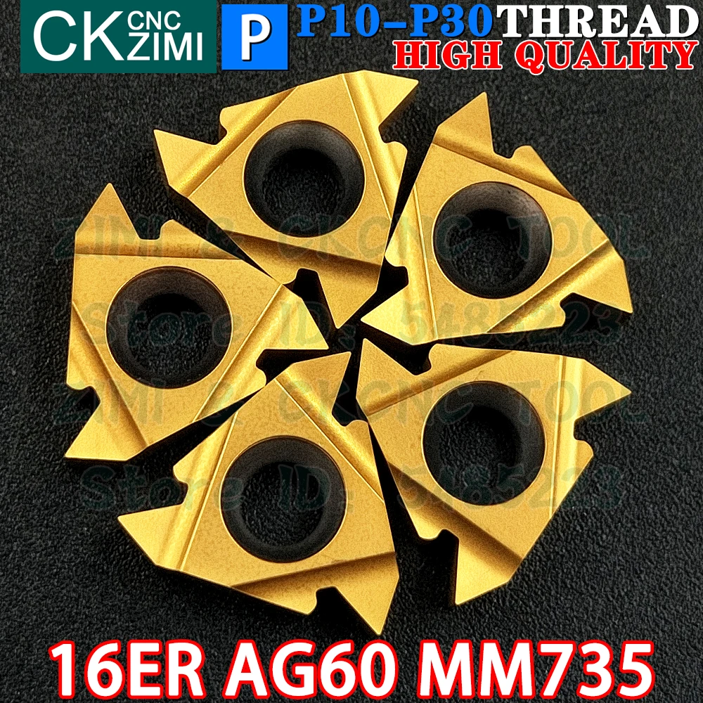 

16ER AG60 MM735 0.5-3.0 твердосплавные пластины Левая правая Резьбовые вставки с внутренней внешней резьбой Инструменты RT16.01W G60P MMT16ER AG60 Токарный инструмент для токарных станков металлу