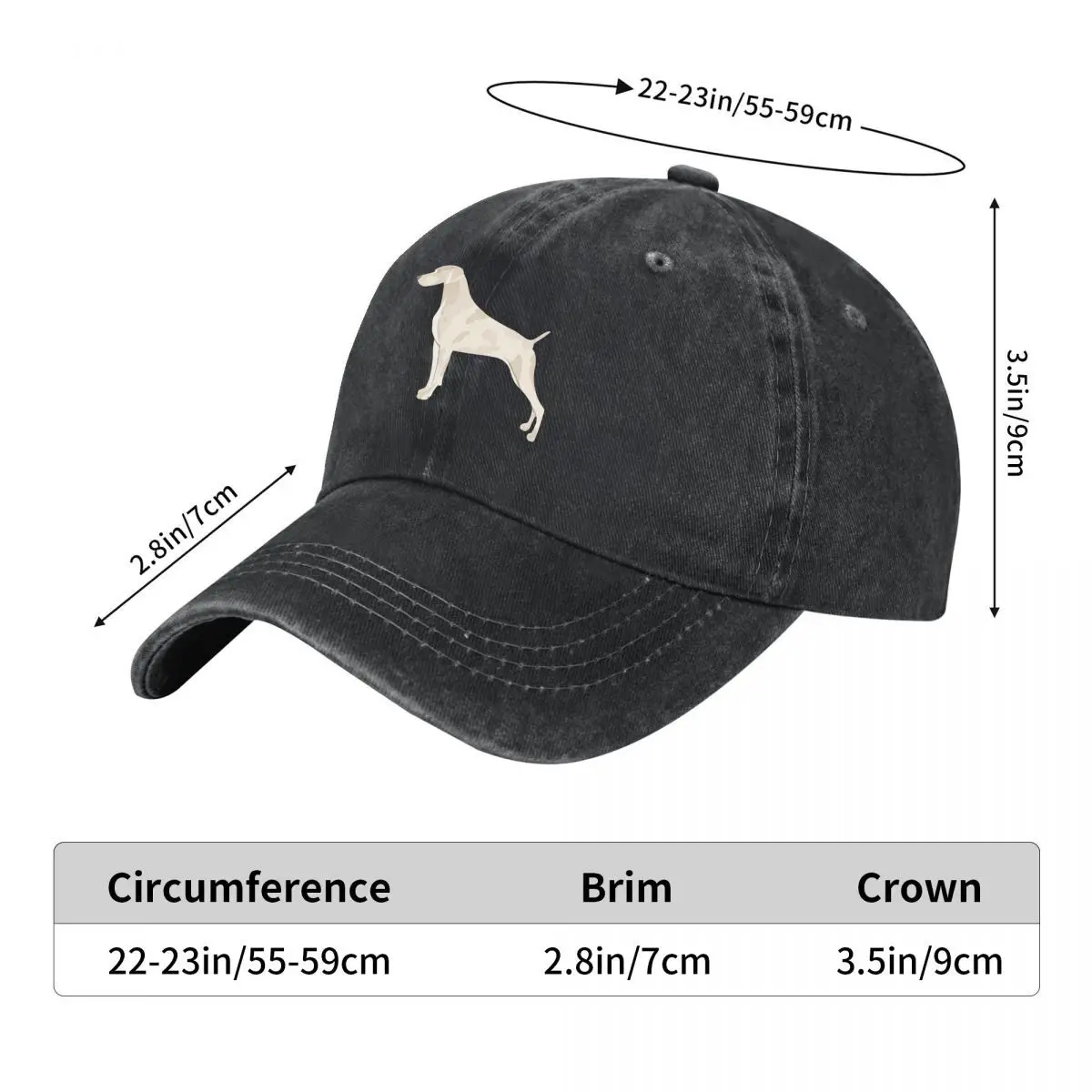 Weimaraner Dog Silver Ghost Silhouette Male 2026 New Vintage Washed Cotton Baseball Cap Parent Kids Sun Hats
