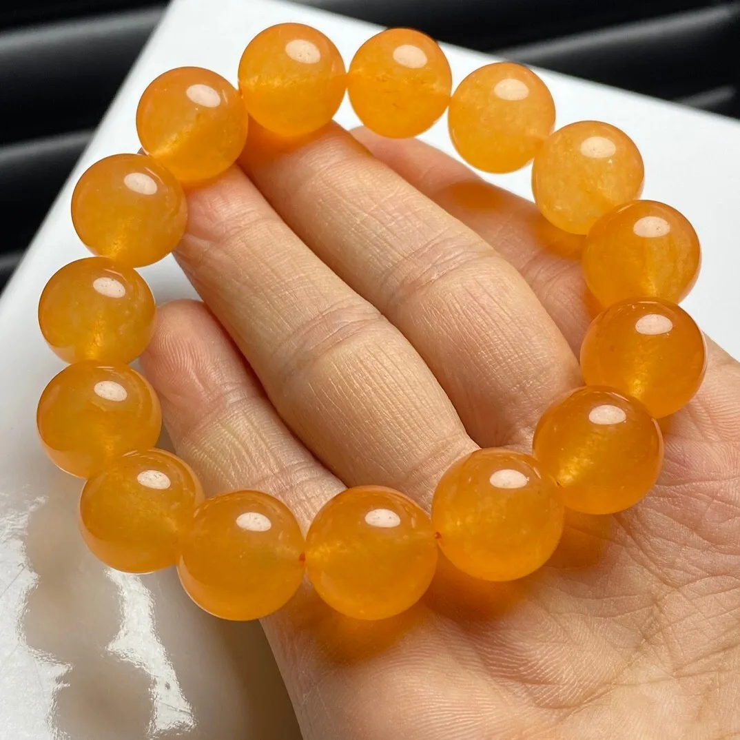 12mm Natural Ice Yellow Burmese Beads Jade jadeite Bracelets Bangle