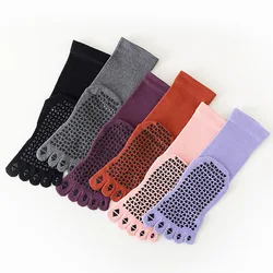 Cotton Mid-calf Yoga Socks Five-toe Socks Mid-calf Non-slip Pilates Socks Indoor Jumping Dance Fitness Floor Socks Sports Socks