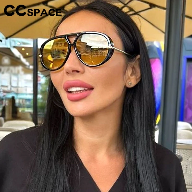 Respzed-Lunettes de soleil grande taille pour femmes, verres jaunes, styliste de luxe, protection UV 2024, #300864