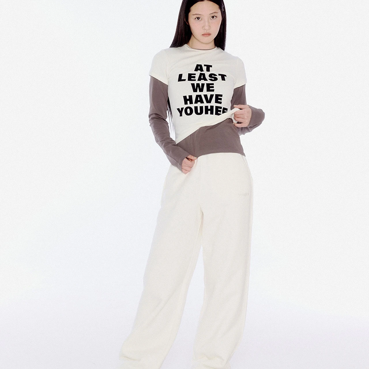 Pantalones de pierna recta informales holgados de pierna ancha para mujer, pantalones de chándal coreanos Sle de algodón 00%, pantalones largos con letras bordadas