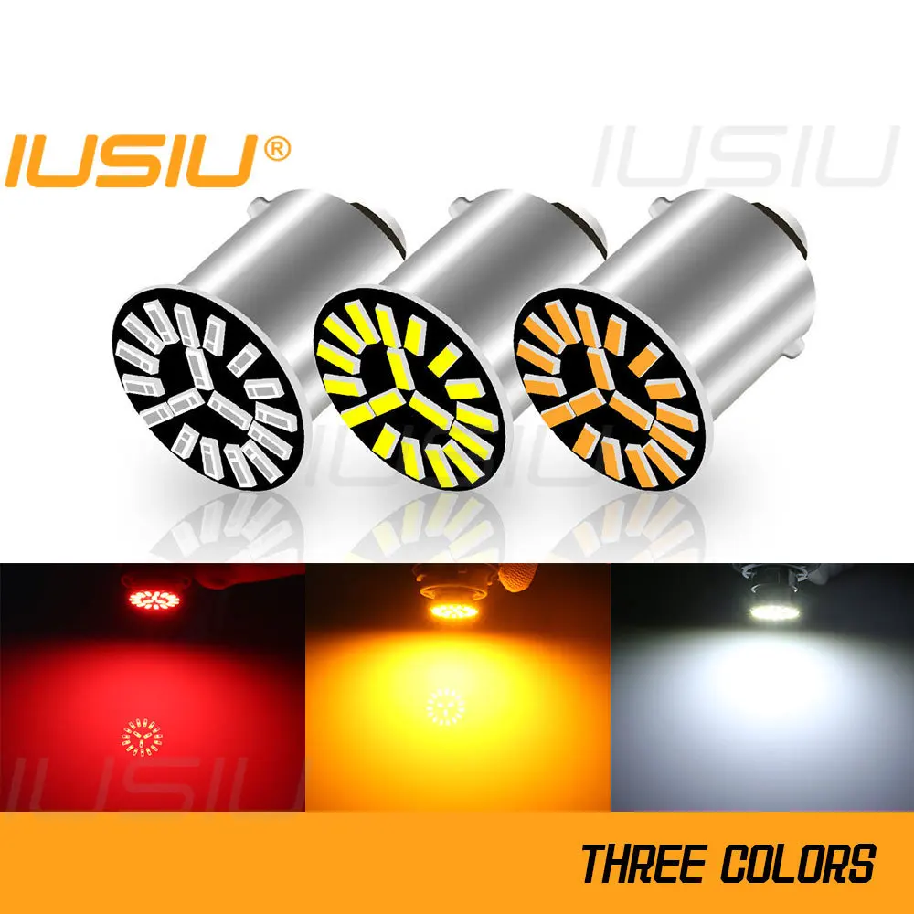 IUSIU 2 SZT. Żarówki Stroboskopowe LED 1156 1157 P21W BA15S BAY15D P21/5W R5W 18SMD Światło Stopu, Błysk, Cofania, Kierunkowskaz, Lampa Hamowania 12V 24V Światła Samochodowe
