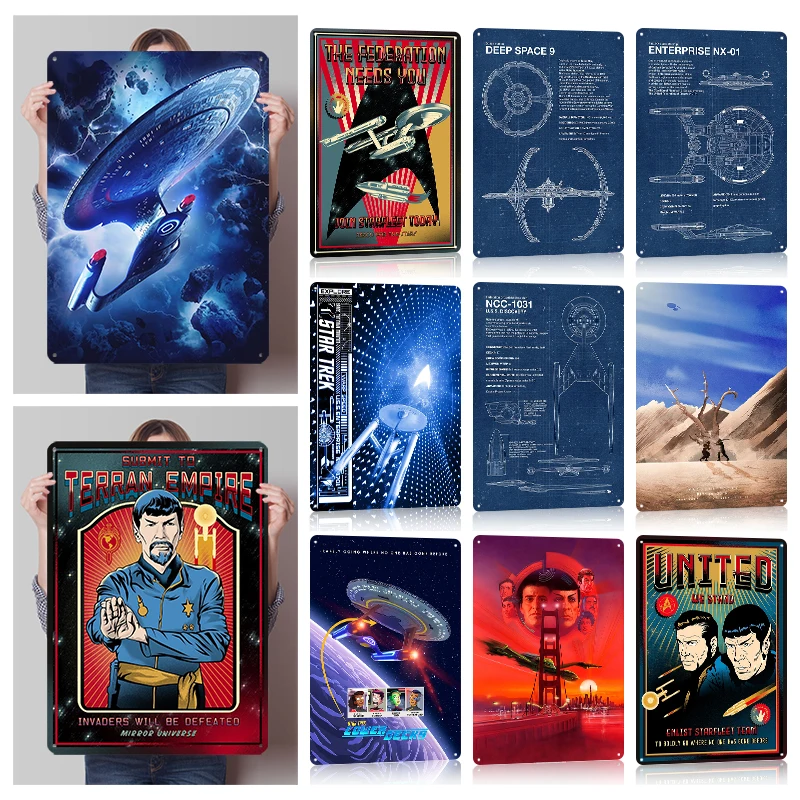Star Trek Poster, Wandkunst, Metallschilder, anpassbares Retro-Blechschild für Männerhöhle, Dekor, dekorative Heimobjekte, Vintage-Dekoration