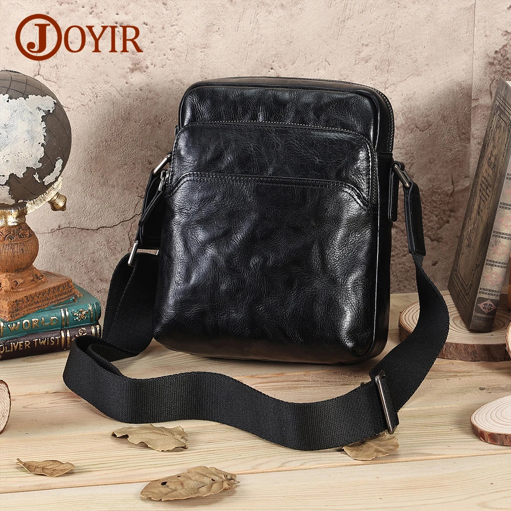 JOYIR Genuine Leather Men\'s Shoulder Bag Small Messenger Bags Fashion Crossbody Travel Bag Man Purse Handbag for Work Business