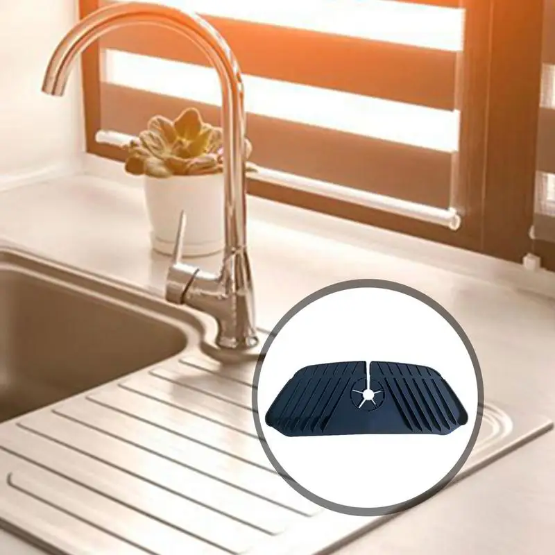 Faucet Drip Catcher Tray Portable Anti-Slip Faucet Water Catcher Mat Multifunctional Silicone Splash Guard Heat-Resistant Faucet