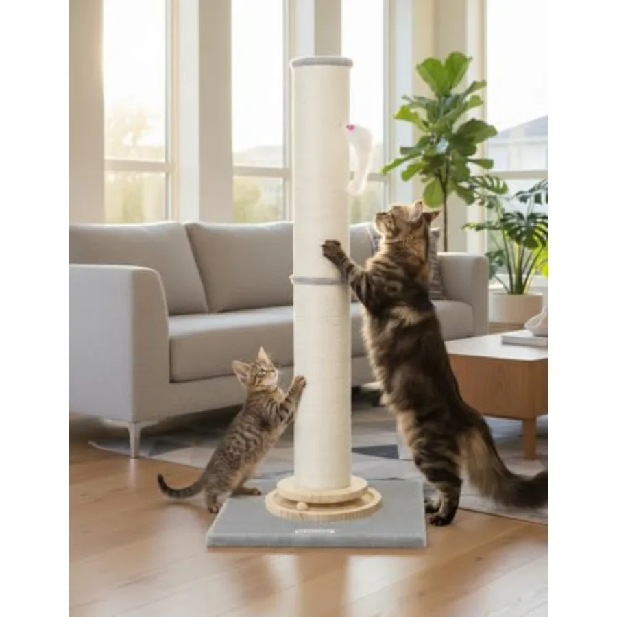 

Extra Thick Large Scratching Post for Indoor Cats Adults and Kittens 35in Tall Natural Sisal Rope Scratcher Post Large Cat Scra