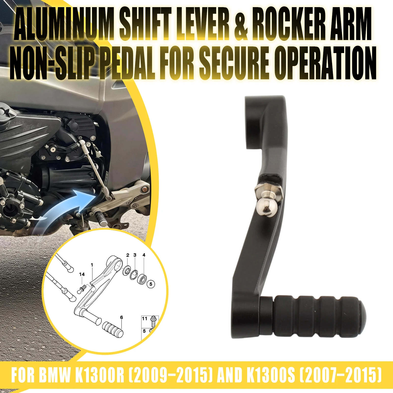 For BMW K1300R 2009 2010 2011 2012 2013-2015 K1300S 2007-2015 Motorcycle Gear‑shift lever Gear Shift Pedal Lever Aluminum lloy