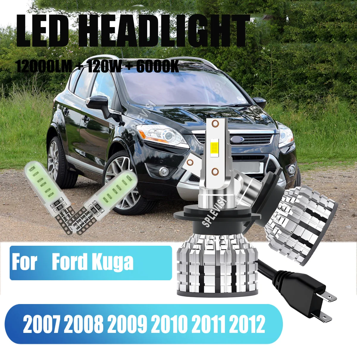 

H7 499 12000LM Upgrading Headlight Headlamp Bulbs Main Dipped Beam Direct Replace For Ford Kuga 2007 2008 2009 2010 2011 2012