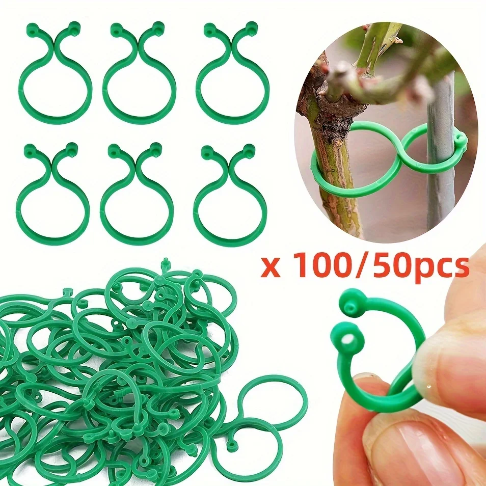 50pcs Garden Vine Strapping Clips Plant Bundled Buckle Ring Holder Tomato Garden Plant Stand Tool