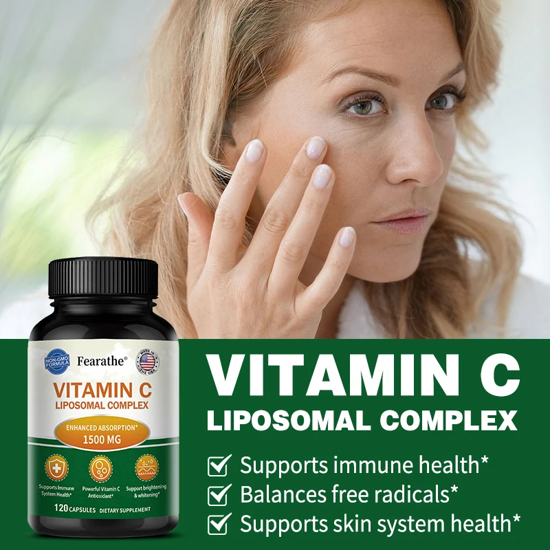 

Liposomal Vitamin C 1500mg Capsules - High Absorption, Support Immune, Collagen Production & Skin Health, Antioxidant, Non-GMO