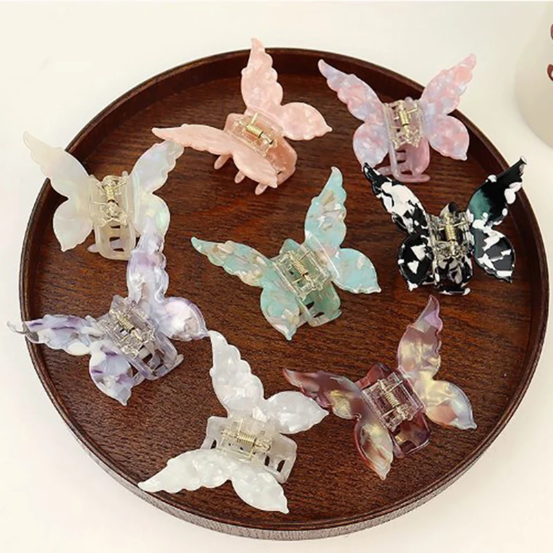 French Retro Butterfly Shape Hair Clips Korean Style Fashion Acetate Gradient Hairpin Girls Hair Claw Hair Accessories Headwear