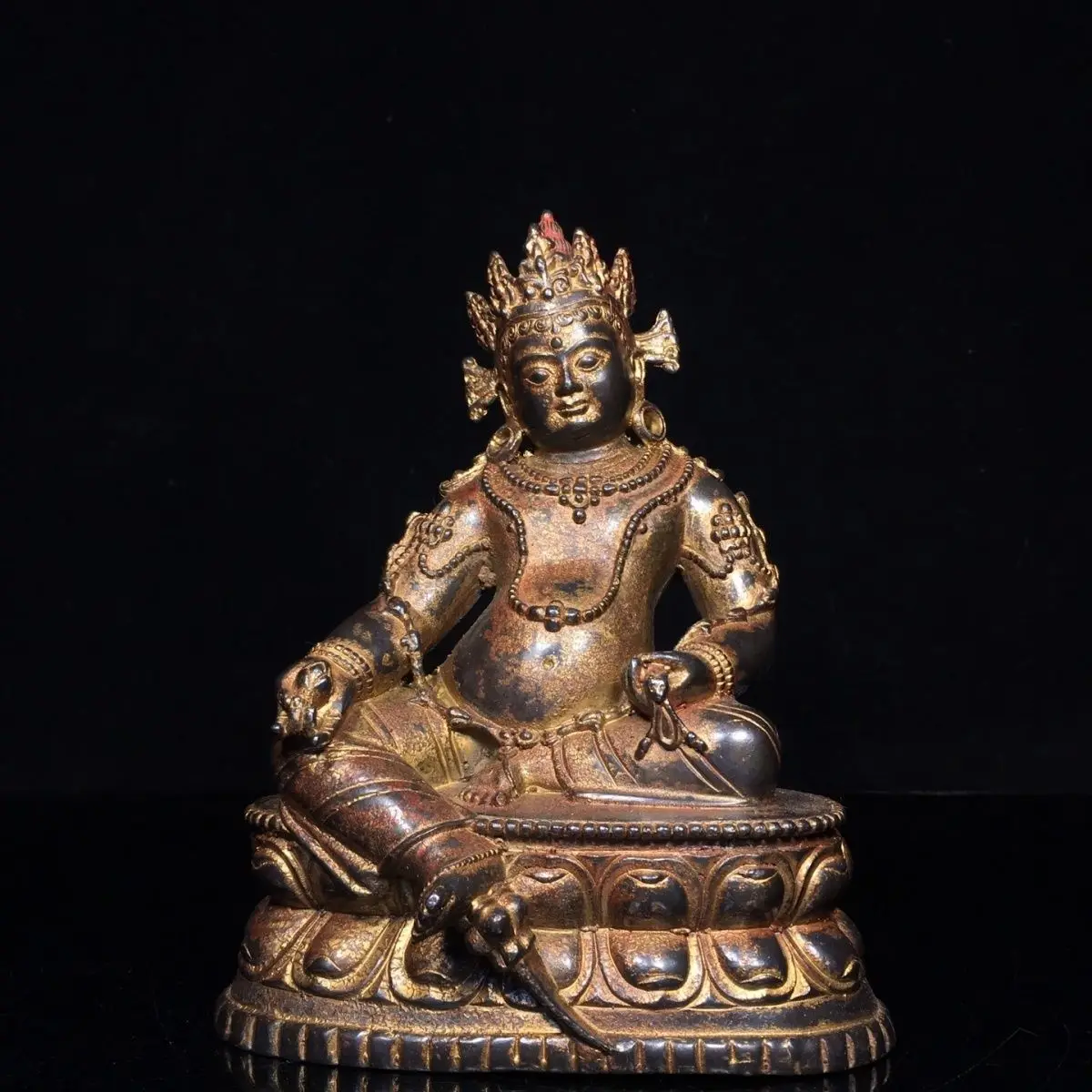 Seiko pure copper yellow God of Wealth Buddha statue width 15cm high 20.5cm thick .5cm weight 0.8kg