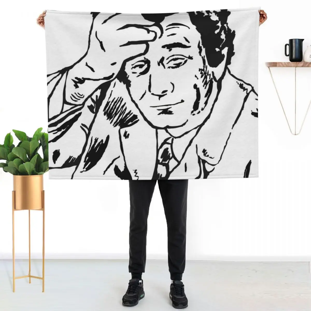 

Lieutenant Columbo Portrait Throw Blanket Shaggy Furry Soft Blanket for Bedroom Living Room