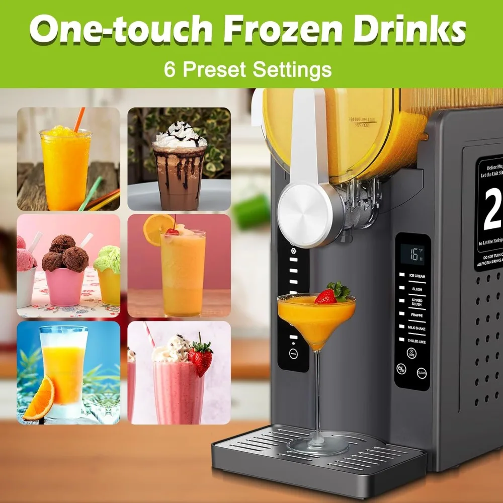 Máquina de slicios, máquina de bebidas congeladas e sorvete - Máquina de granizados de 70 onças para casa com 6 programas predefinidos, exibição de temperatura do tempo