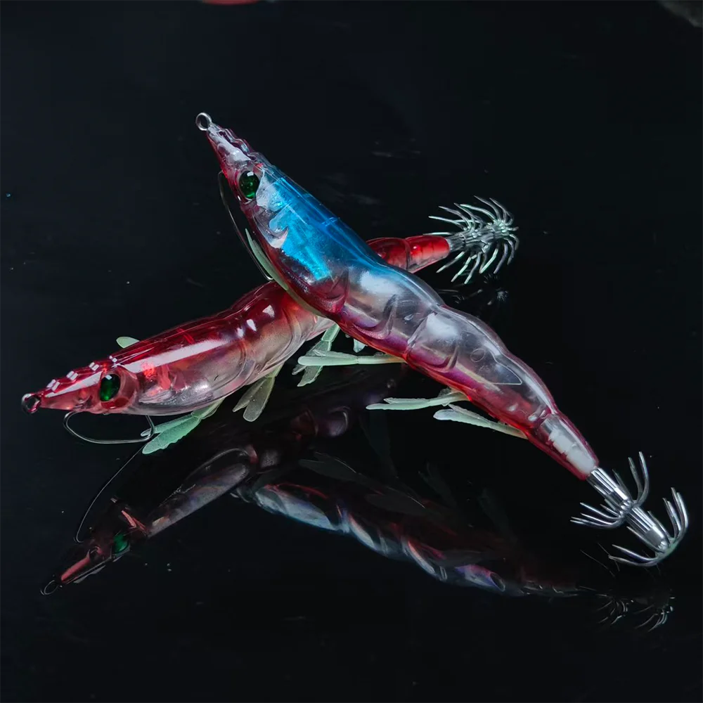 5PCS/SET 17.6G/13CM Squid Jig Egi UV Glow Luminous Shrimp Lure Sharp Hook Saltwater Bait for Squid Cuttlefish Octopus Fishing view 3