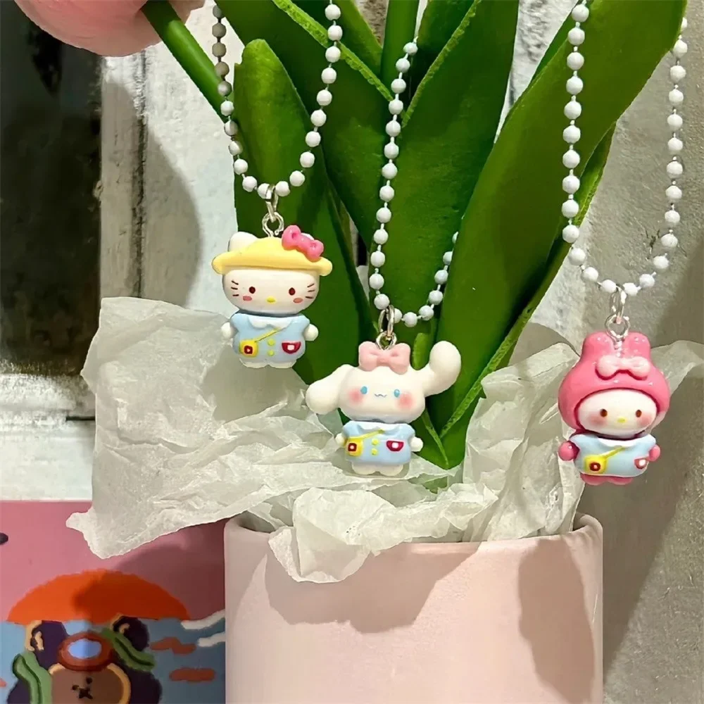 

Kawaii Bag Mobile Phone Pendant Keychain Pochacco Melody Cinnamoroll Kuromi Cinnamon Dog Bag Keyring Couple Charm Accessories