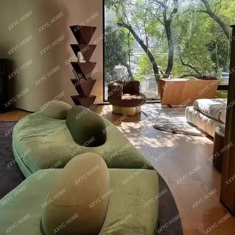XX  Pebble Sofa Large Flat Layer Love Special-shaped Green Fabric Module Combination Arc