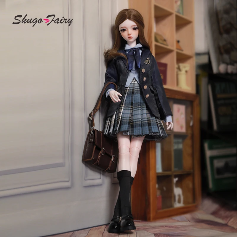 Celia Doll 1/4 Fullset Barly Royal College JK Uniform Blue Suit Pleated Shirt Mary Jane Shoes Toy for  Shugafairy