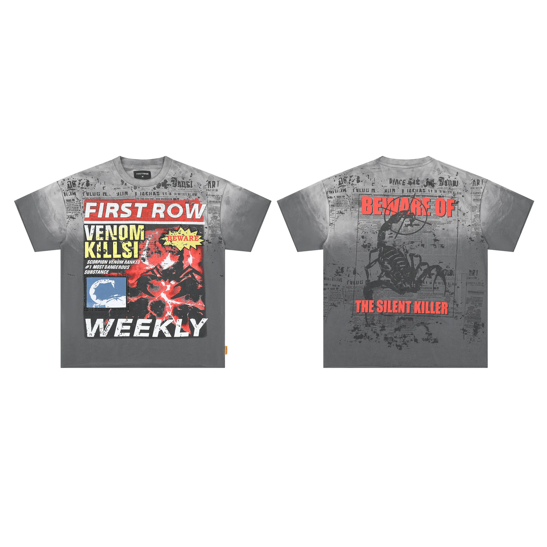 First Row Retro Breaking News Venom Kills Cropped Short Sleeve Beaded T-Shirt