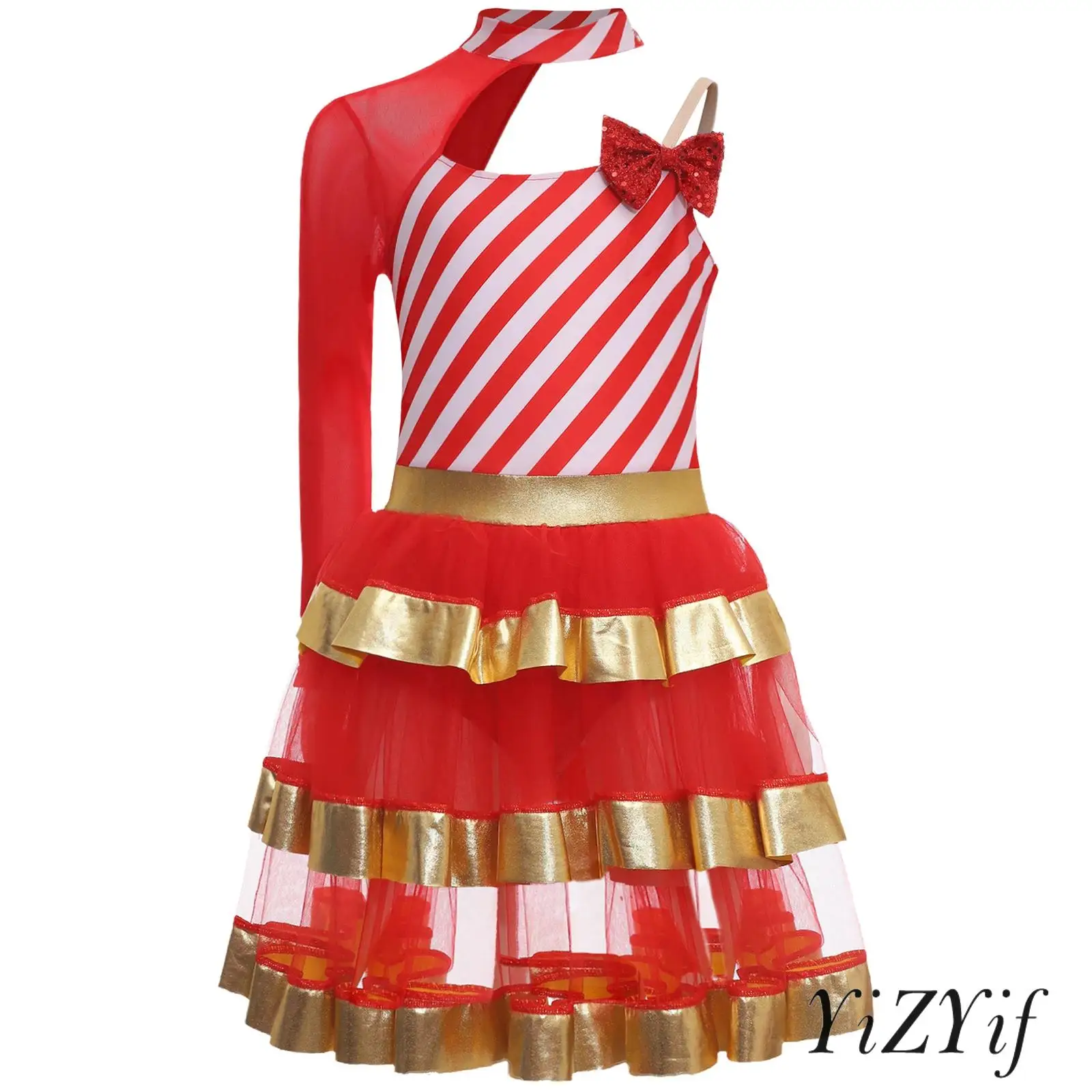 

Girls Christmas Candy Cane Xmas Cosplay Outfit Ballet Dancing Costumes Princess Gown Figure Ice Skating Dress Ballerine Costume