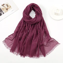 New Sequins Cotton Viscose Hijab For Women Scarf Muslim Shawls Pleated Hijab Headscarf Wraps Foulard Islamic Headband Turbans