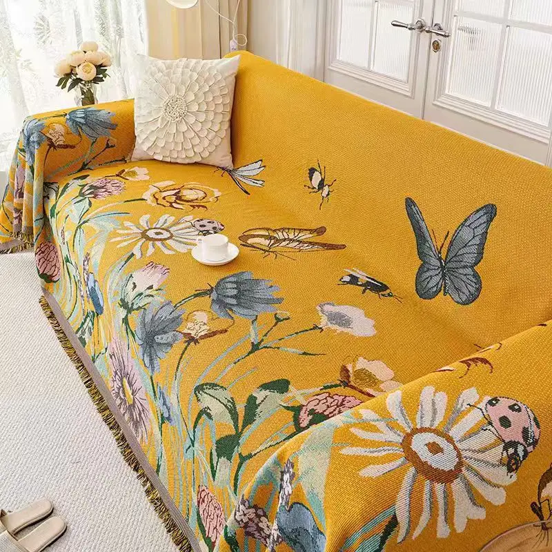 Sofa Cover American Retro Pastoral Style Dustproof Cat Scratch Resistant Blanket Four Season Universal Sofa Slipcover