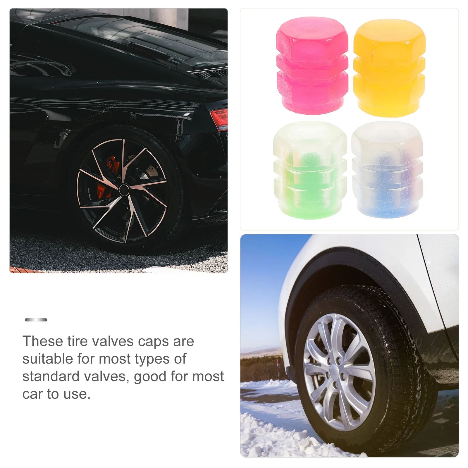 24Pcs Fluorescent Car Tire Valve Caps Glow in The Dark Universal Valves Stem Covers for Car Bike Motorcycle Tyre Caps view 2
