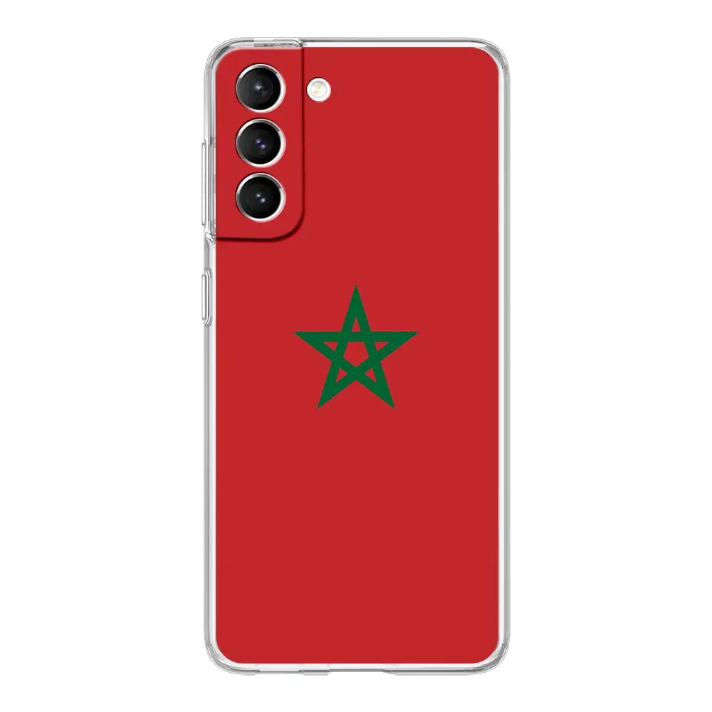 Morocco Flag Passport Phone Case For Samsung Galaxy S21 Plus S20 FE S22 Ultra 5G S10E S10 S9 S8 Note 20 10 Lite Clear Cover Soft