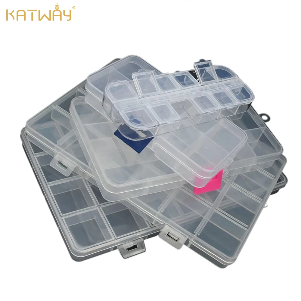 KATWAY Plastic Organizer Box 6-32 Compartments for Storage Dividers Jewelry Beads Art DIY Crafts Sewing Supplies HH-AA36