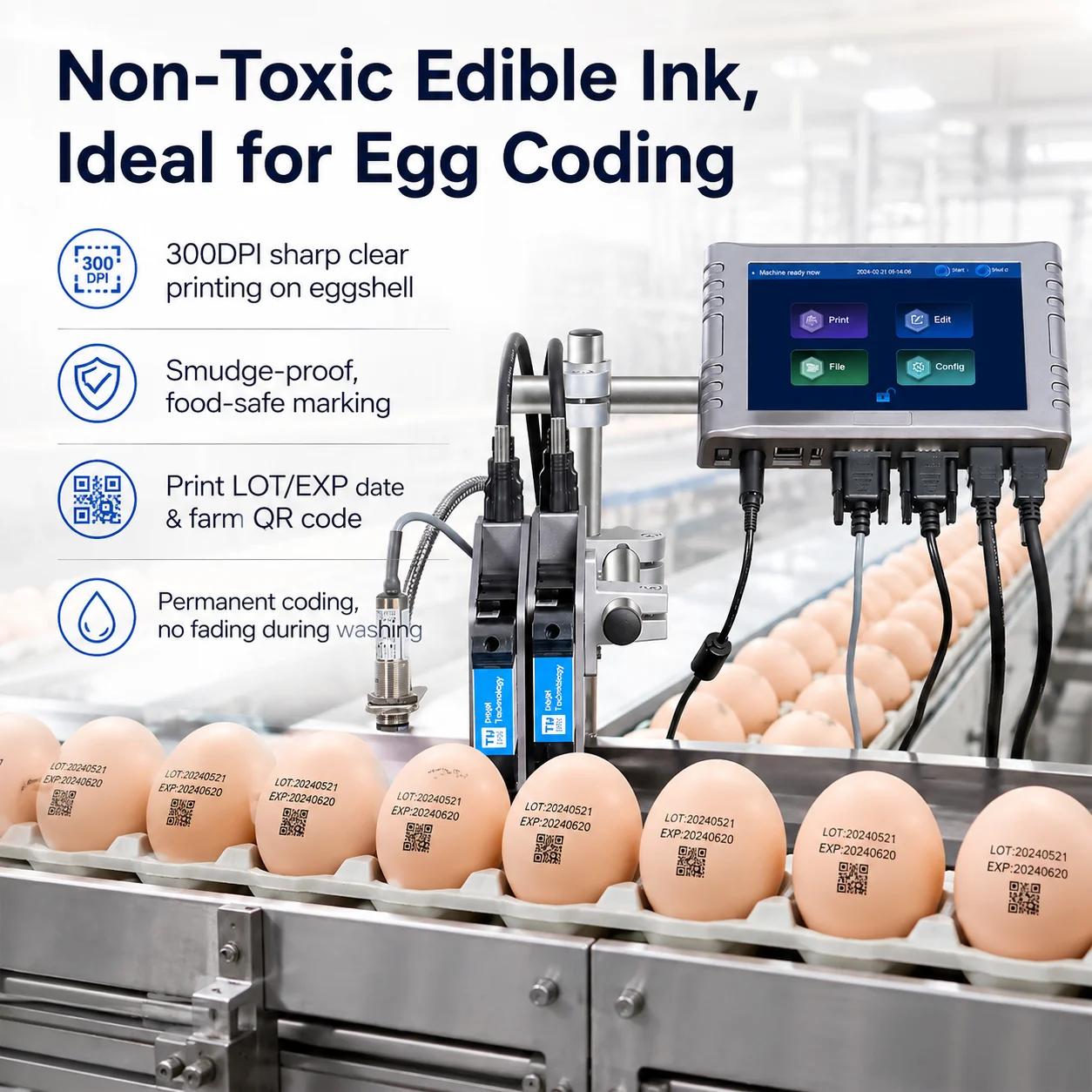 Trending Picks Docod OEM/ODM T260E 25.4mm Tij Industrial Inkjet Printer Expiry Date Printing Machine for Egg Bag Barcode Coding