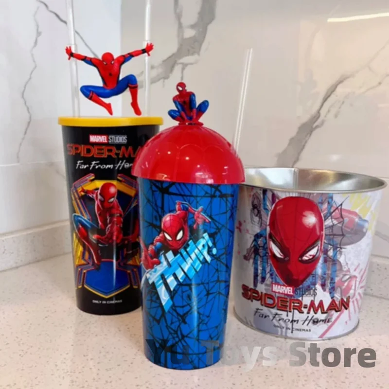 New 650ml Marvel Water Cup Spider Man Styling Cup Movie Accessories Straw Cup Popcorn Bucket Gift Children Home Furnishings Hot