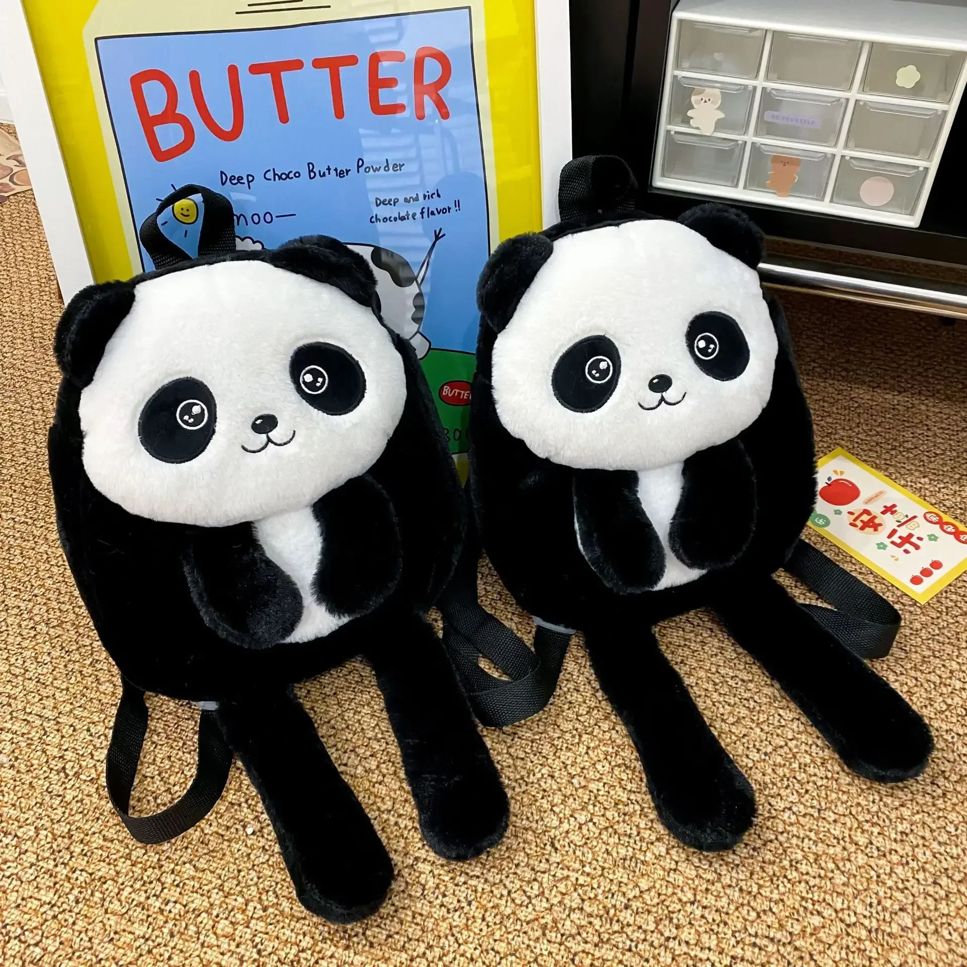 Long Legged Panda Shoulder Bag Cute Cartoon Plush Animal Doll Book Bag Children's Soft Cute Kindergarten Red Panda backpack