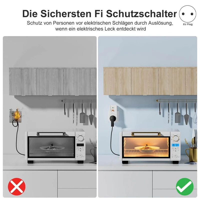AA81-2Pack 16A Gfci ป้องกันการรั่วไหลปลั๊ก Rcd ซ็อกเก็ต Home Circuit Breaker Cutout สวิทช์ป้องกันส่วนบุคคลปลั๊ก EU Plug