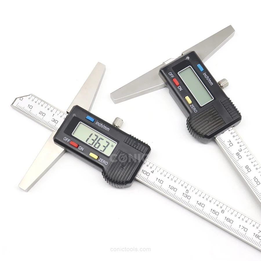 300x0.01mm Stainless Steel Electronic Depth Gauge Vernier Caliper Digital Depth Caliper with Base Width 100mm