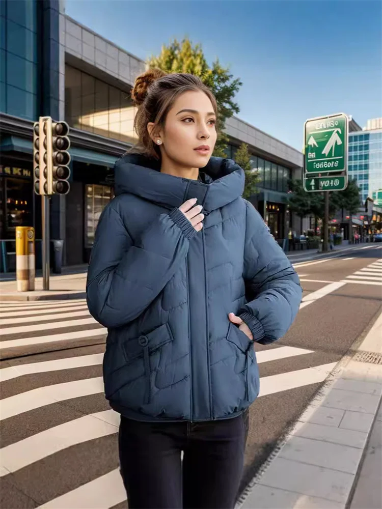 Casual Woman Down Jacket Puffer Jacket 2024 New Coat Hooded Fashion Warm Thick Zipper Snow Wear Coat Woman Winter Clothes