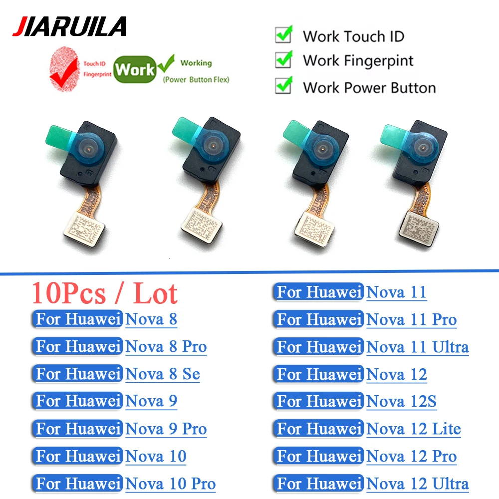 

10Pcs Fingerprint Sensor Ribbon Flex Cable For Huawei Nova 8 9 10 11 12 Pro Ultra FingerPrint Flex Cable Touch ID Replace Parts